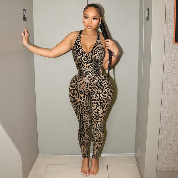 Leopard Print Fitness Jumpsuit