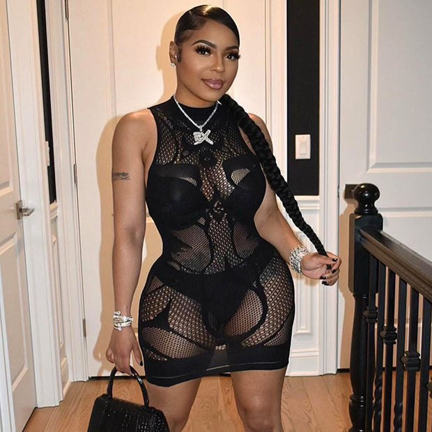See Through Bodycon Mini Dress
