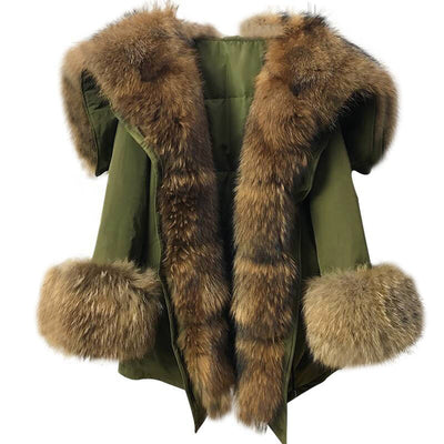 Raccoon Fur Lining Puffer Coat