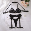 Black Luxury Heart Design 5 Piece Lingerie Set