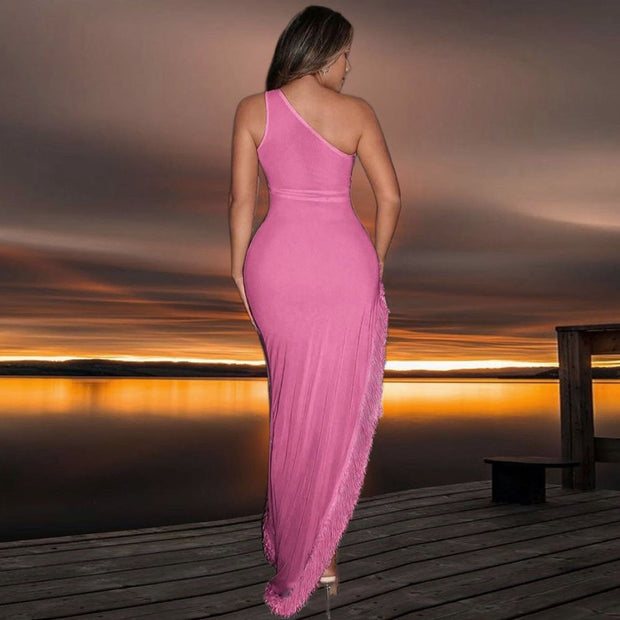 See Through One Shoulder Dress