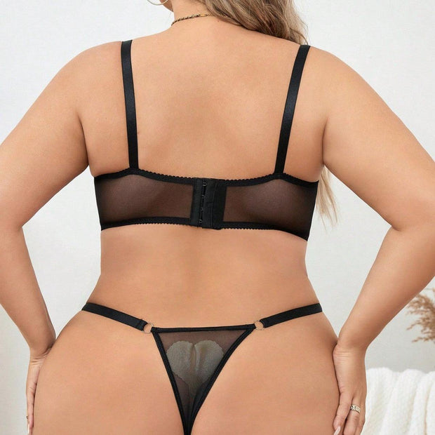 Embroidered Floral Lingerie Set