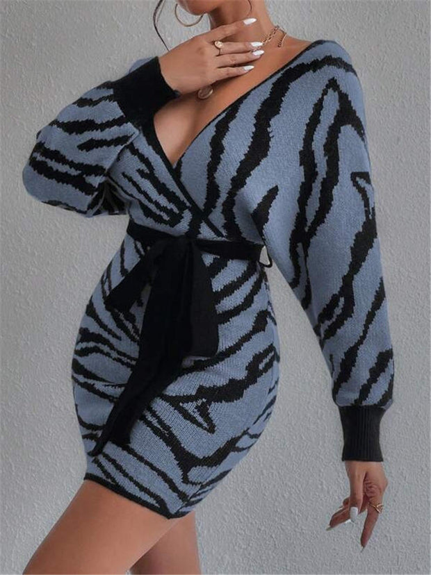 Zebra V-Neck Dress