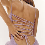 Strapped Backless Crochet Beach Cover-up