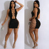 Lace Up Hollow Out Sequin Bodycon Dress