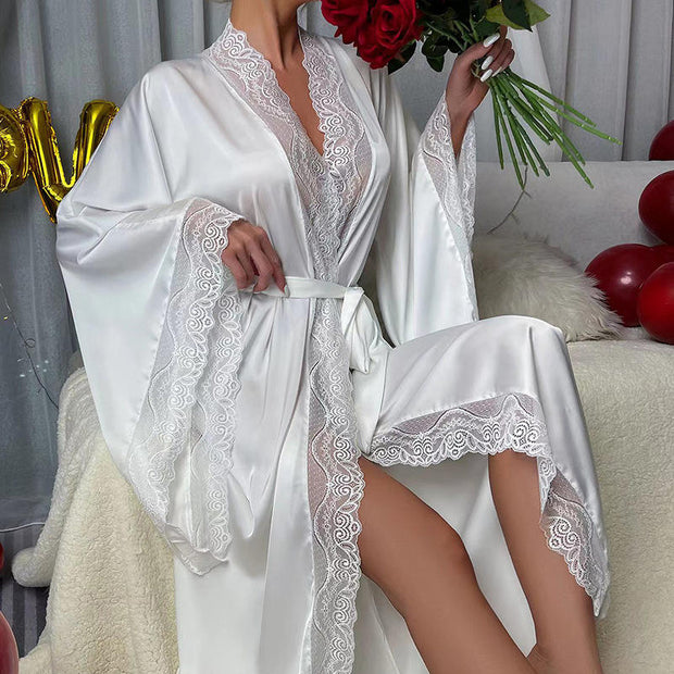 Satin Pajama Bathrobe Set