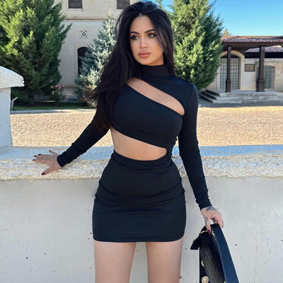 Casual Knitted Long Sleeve Hollow Out Dress