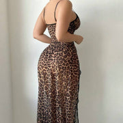 Leopard See-Through Nightgown Set
