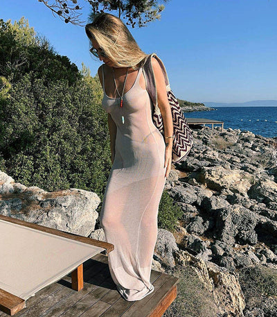 Mesh Splice Maxi Dress