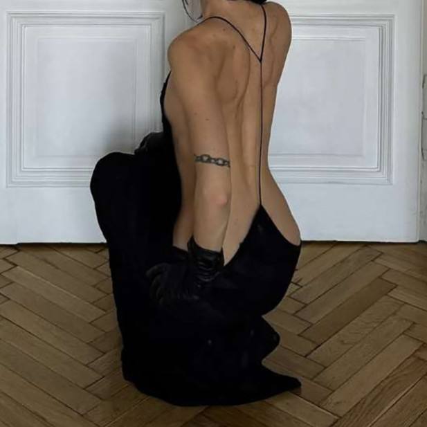 Black Lace Backless Maxi