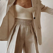 Strapless Linen Pants Suit