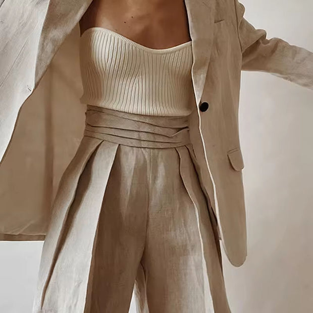 Strapless Linen Pants Suit