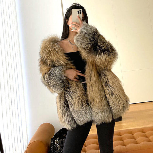Long Fox Real Fur Overcoat