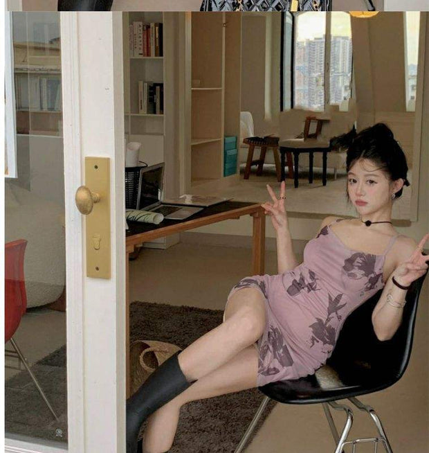 Printed Backless Mini Dress