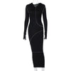 Plus Size Slim Fitted Long Sleeve Hoodie Dress