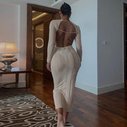 Knitted Backless Long Dress