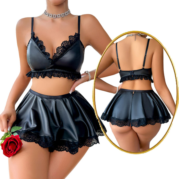 Satin Bra Skirt Set