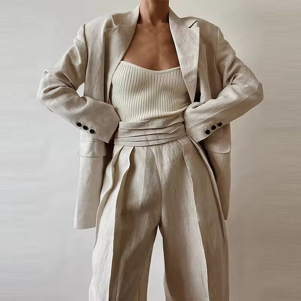 Strapless Linen Pants Suit