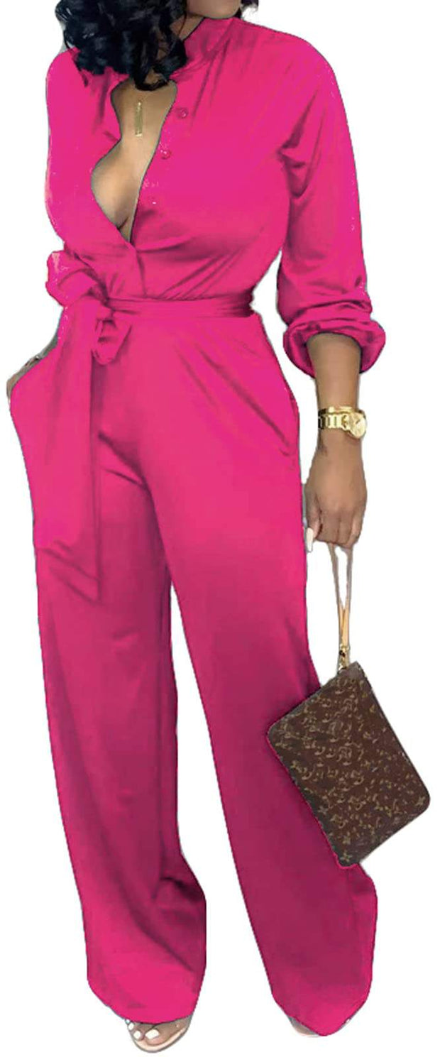 Elegant Belted Formal Jumpsuit