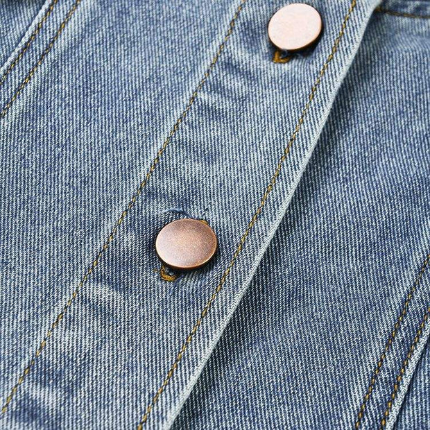 One-Shoulder Denim Lapel Jacket