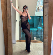 Mesh Splice Maxi Dress