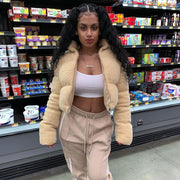 Faux Fur Fleece Puffer Coat