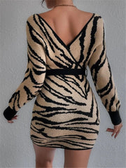 Zebra V-Neck Dress