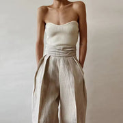 Strapless Linen Pants Suit