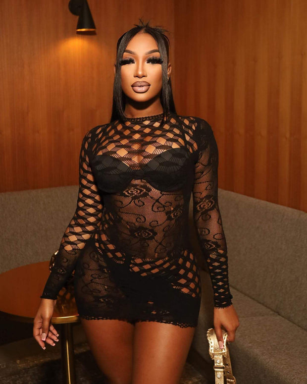 Hollow Perspective Net Dress