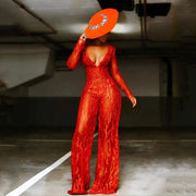 Elegant Deep V-Neck Jumpsuit