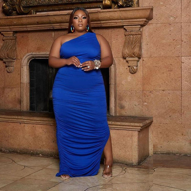 Plus Size One-Shoulder Dress