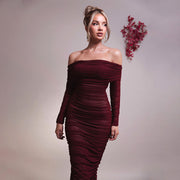 One-Shoulder Mesh Wrap Dress