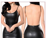 Backless Leather Bodycon Dress