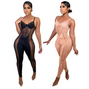 Lace High-Waist Bodycon Jumpsuit