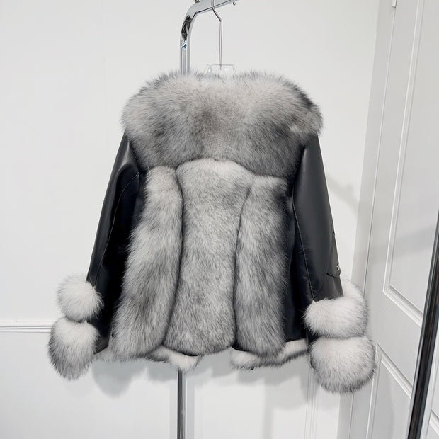 Fox Fur Leather Coat