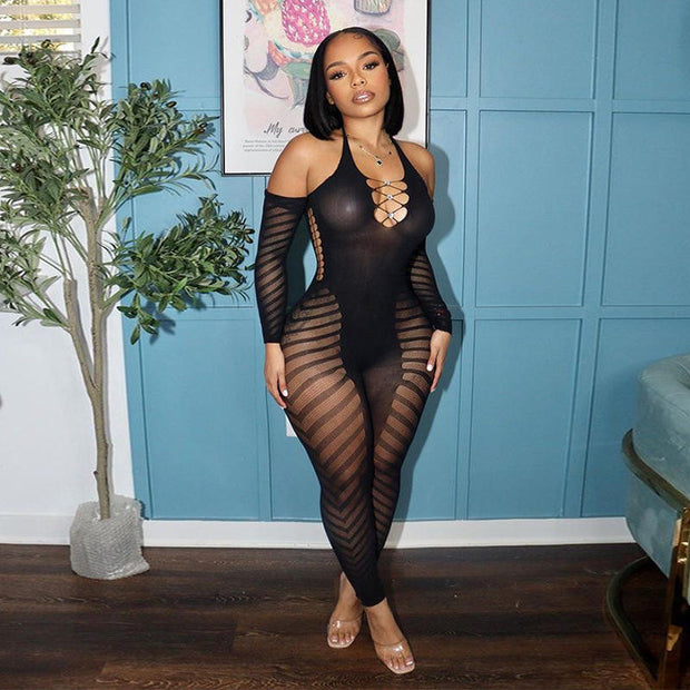 Mesh See Through Jumpsuit