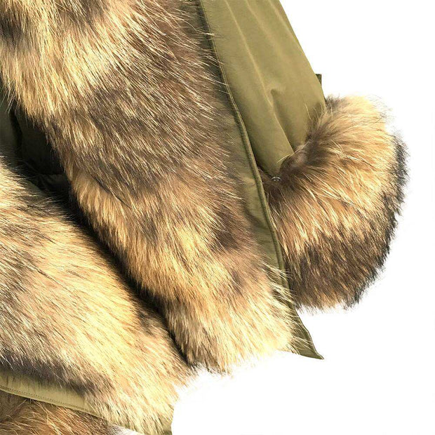 Raccoon Fur Lining Puffer Coat