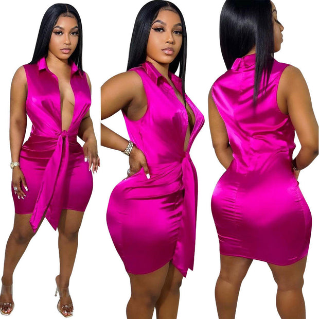 Sleeveless Satin Evening Dress