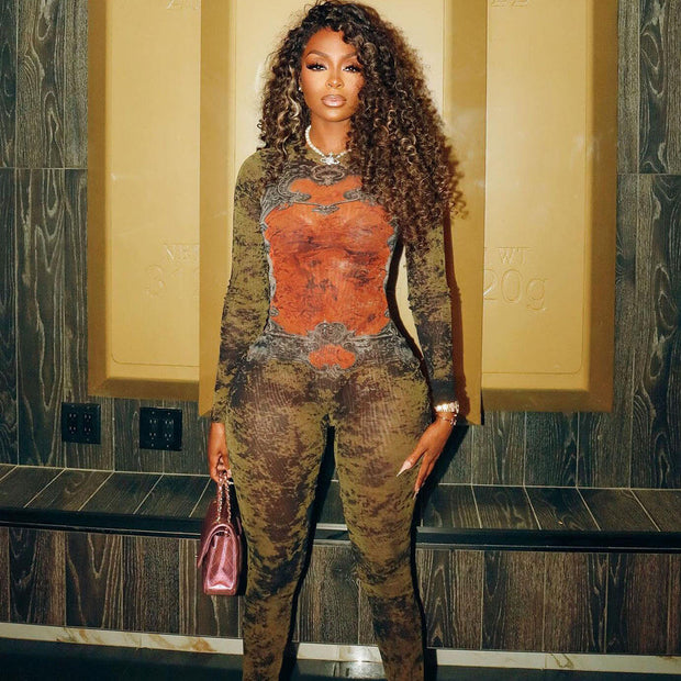 Digital Print One-Piece Jumpsuit