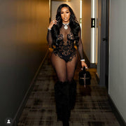 Knitted Mesh Bodycon Jumpsuit