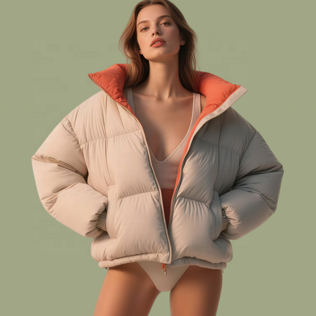 Designer Zip-Up Parka Coat