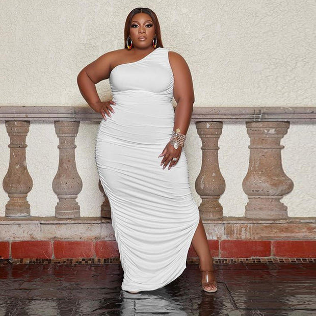 Plus Size One-Shoulder Dress