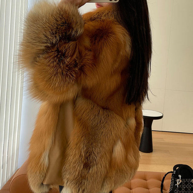Long Fox Real Fur Overcoat