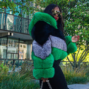 Fluffy Hooded Cropped Fur Coat