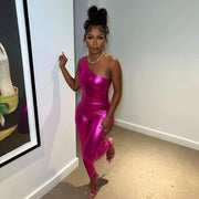 Silver PU Leather Jumpsuit