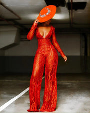 Elegant Deep V-Neck Jumpsuit