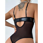 PU Leather Erotic Bodysuit Lingerie