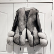 Fox Fur Leather Coat