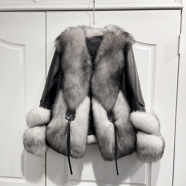 Fox Fur Leather Coat