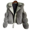 Sheepskin Leather Fox Fur Coat
